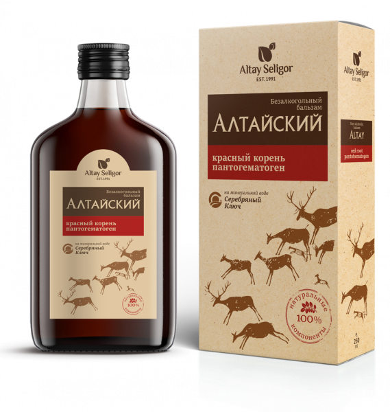 Изображение товара Бальзам алтайский (с красным корнем и пантогематогеном) 250мл Бальзам алтайский (с красным корнем и пантогематогеном) 250мл фотография