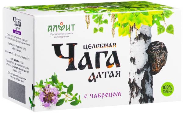 Изображение товара Чайный напиток Чага Алтая с чабрецом Алфит 20 пакетиков Чайный напиток Чага Алтая с чабрецом Алфит 20 пакетиков фотография