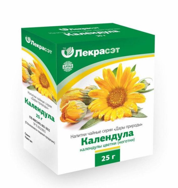 Изображение товара Чайный напиток Календула цветки Лекра-сэт 25гр Чайный напиток Календула цветки Лекра-сэт 25гр фотография